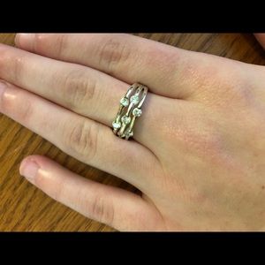 Silver ring with diamonds